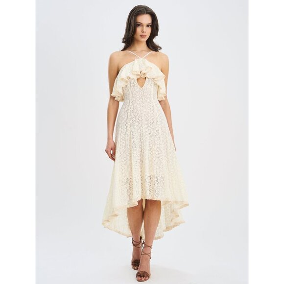Idra Lace  Halter Crochet Midi Dress - Picture 1 of 16